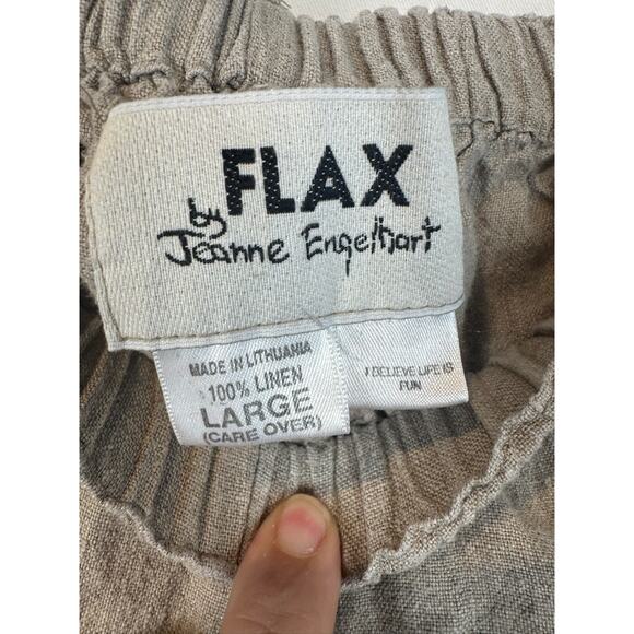 FLAX Sun Shorts Size Large 100% Linen Beige Pockets - Picture 5 of 6